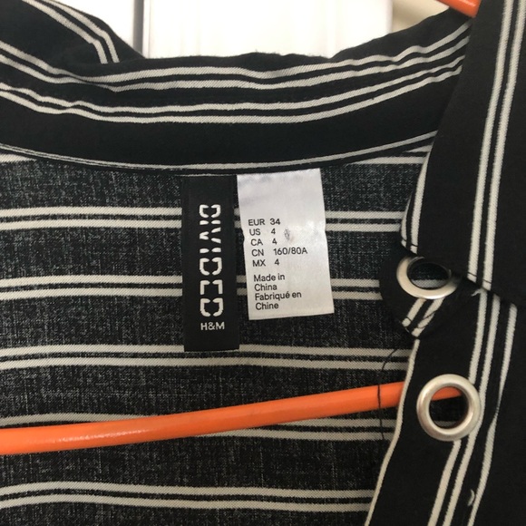 H&M black and white stripped blouse - Picture 4 of 5